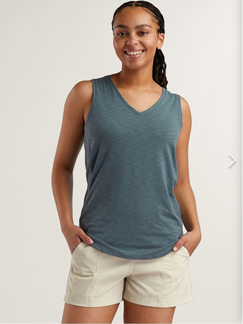 Nearly Brand New! Title Nine Henerala V-Neck Tank Top in Storm Cloud (L)